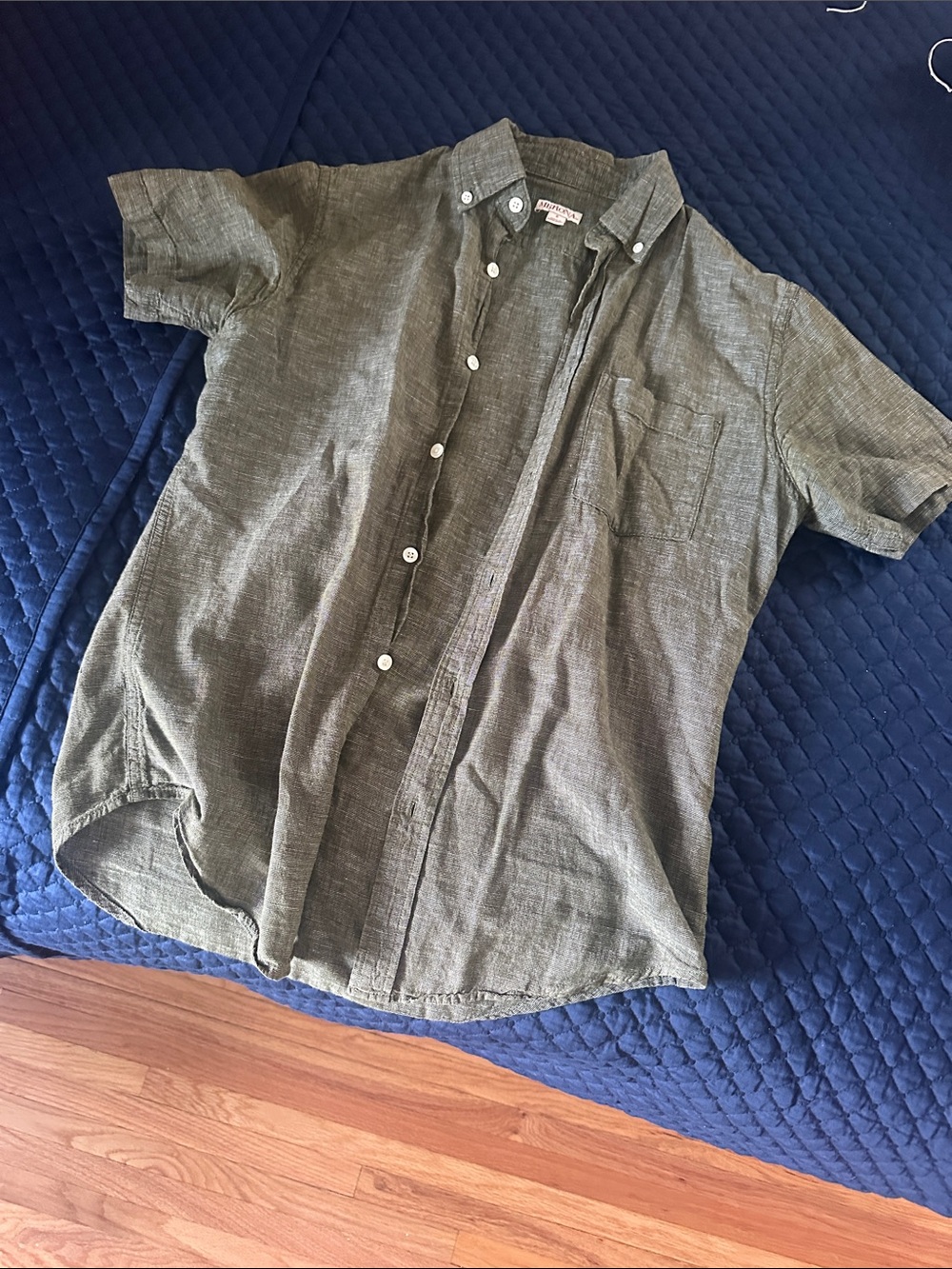 Merona Olive Green Short-Sleeve Button-Down Shirt